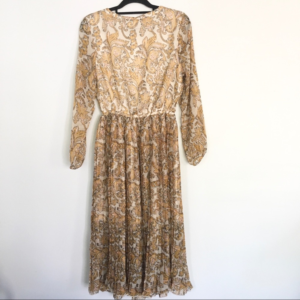 World Market Mustard Paisley Pleated Willow Dress - Picture 7 of 7